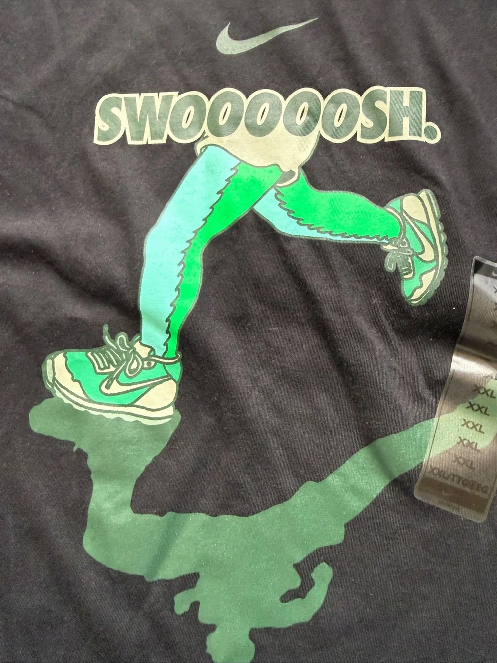 NWT Nike Swooooosh Running Graphic T-Shirt Black Green Men’s XXL